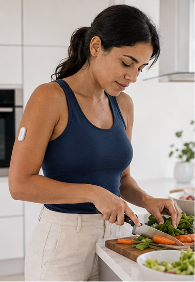 Persona usando el sensor SIBIONICS: cocinando