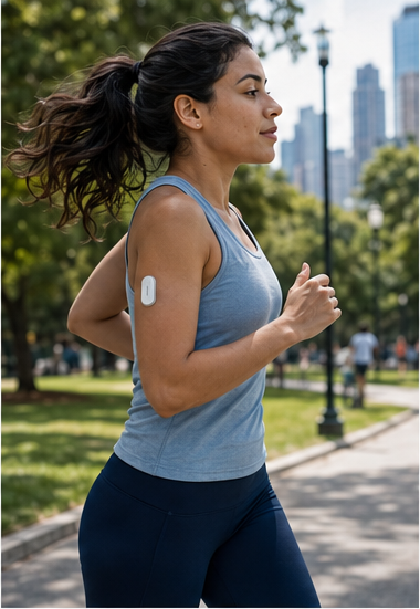 Persona usando el sensor SIBIONICS: corriendo